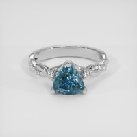 2.12 Ct. Greenish Blue Sapphire Ring, Platinum 950 1