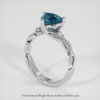 2.12 Ct. Greenish Blue Sapphire Ring, Platinum 950 2