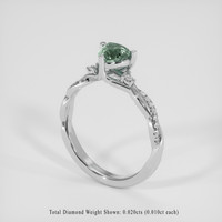 0.66 Ct. Bluish Green Sapphire Ring, Platinum 950 2