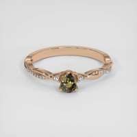 0.50 Ct. Green to Brownish Yellow Alexandrite Ring, 14K Rose Gold 1