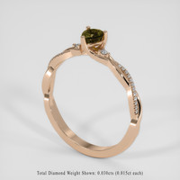 0.50 Ct. Green to Brownish Yellow Alexandrite Ring, 14K Rose Gold 2