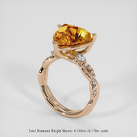 8.44 Ct. Yellowish Orange Citrine Ring, 14K Rose Gold 2