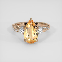 2.18 Ct. Pinkish Orange Imperial Topaz Ring, 14K Rose Gold 1