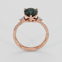 2.49 Ct. Bluish Green Sapphire Ring, 14K Rose Gold 3