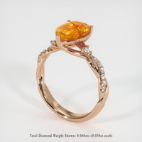 3.60 Ct. Orange Sapphire Ring, 14K Rose Gold 2