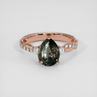 2.65 Ct. Greenish Brown Sapphire Ring, 14K Rose Gold 1