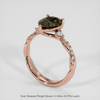2.65 Ct. Greenish Brown Sapphire Ring, 14K Rose Gold 2