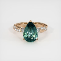 2.96 Ct. Bluish Green Sapphire Ring, 14K Rose Gold 1