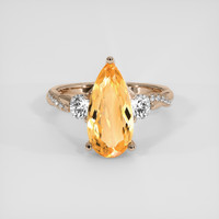 3.14 Ct. Reddish Orange Imperial Topaz Ring, 18K Rose Gold 1
