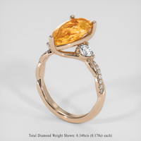 3.14 Ct. Reddish Orange Imperial Topaz Ring, 18K Rose Gold 2