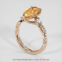 2.18 Ct. Pinkish Orange Imperial Topaz Ring, 18K Rose Gold 2