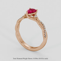 0.43 Ct. Pinkish Red Ruby Ring, 18K Rose Gold 2