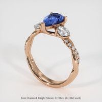 1.69 Ct. Blue Sapphire Ring, 18K Rose Gold 2