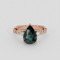 2.49 Ct. Bluish Green Sapphire Ring, 18K Rose Gold 1