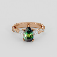 1.64 Ct. Bluish Green Sapphire Ring, 18K Rose Gold 1