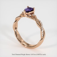0.55 Ct. Purple Sapphire Ring, 18K Rose Gold 2
