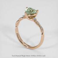1.65 Ct. Yellowish Green Sapphire Ring, 18K Rose Gold 2