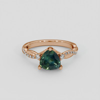 1.65 Ct. Bluish Green Sapphire Ring, 18K Rose Gold 1