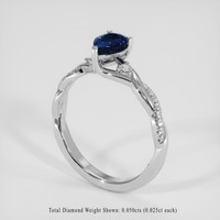 0.99 Ct. Blue Sapphire Ring, Silver 2