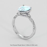 1.70 Ct. Blue Aquamarine Ring, Silver 2