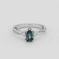 0.83 Ct. Greenish Blue Sapphire Ring, Silver 1
