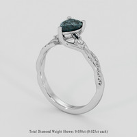 0.83 Ct. Greenish Blue Sapphire Ring, Silver 2