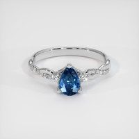0.89 Ct. Blue Sapphire Ring, 10K White Gold 1