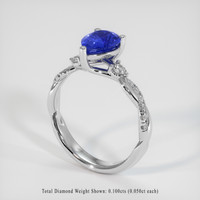 1.38 Ct. Blue Sapphire Ring, 10K White Gold 2