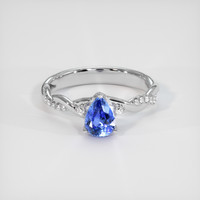 0.85 Ct. Blue Sapphire Ring, 10K White Gold 1