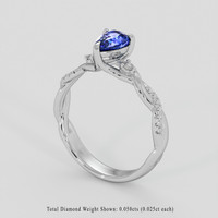 1.00 Ct. Blue Sapphire Ring, 10K White Gold 2