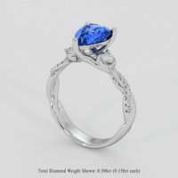 2.07 Ct. Blue Sapphire Ring, 10K White Gold 2