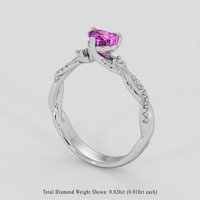1.18 Ct. Purplish Pink Sapphire Ring, 10K White Gold 2