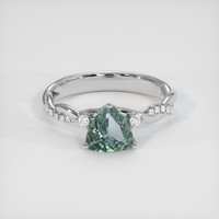 1.05 Ct. Greenish Blue Sapphire Ring, 10K White Gold 1