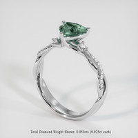 1.05 Ct. Greenish Blue Sapphire Ring, 10K White Gold 2