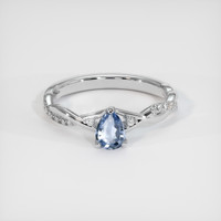 0.73 Ct. Blue Sapphire Ring, 14K White Gold 1