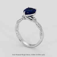 1.52 Ct. Blue Sapphire Ring, 14K White Gold 2