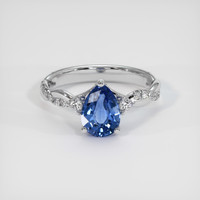 1.25 Ct. Blue Sapphire Ring, 14K White Gold 1