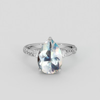 2.73 Ct. Rainbow Moonstone Ring, 14K White Gold 1