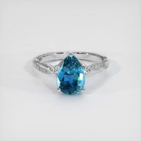3.70 Ct. Blue Zircon Ring, 14K White Gold 1