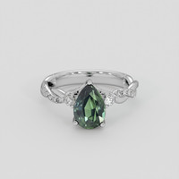 2.06 Ct. Green Sapphire Ring, 14K White Gold 1