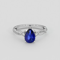 1.50 Ct. Blue Sapphire Ring, 14K White Gold 1