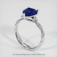 2.11 Ct. Blue Sapphire Ring, 14K White Gold 2