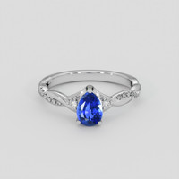 0.94 Ct. Blue Sapphire Ring, 14K White Gold 1