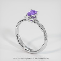 0.65 Ct. Purple Sapphire Ring, 14K White Gold 2