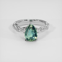 1.43 Ct. Bluish Green Sapphire Ring, 14K White Gold 1