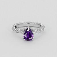 1.75 Ct. Purple Sapphire Ring, 14K White Gold 1