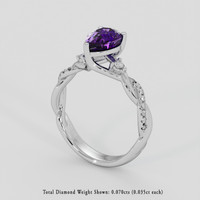 1.75 Ct. Purple Sapphire Ring, 14K White Gold 2