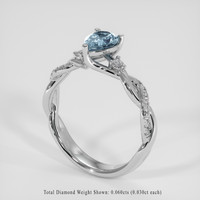 1.03 Ct. Greenish Blue Sapphire Ring, 14K White Gold 2