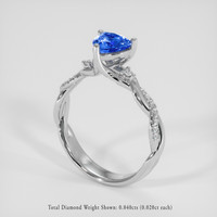 0.90 Ct. Blue Sapphire Ring, 14K White Gold 2