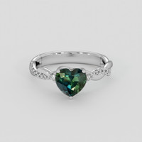 1.40 Ct. Bluish Green Sapphire Ring, 14K White Gold 1